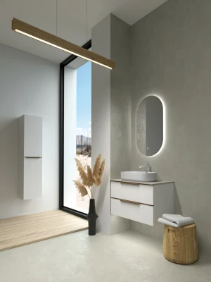 Piekaramais augstais skapis ar masīva ozola rokturiem un iekšējo atvilktni, AMBER black stained oak