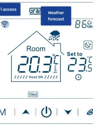 Programmējams temperatūras regulators ar Wi-Fi tālvadības piekļuvi SN-20, 16A, 3,6 kW
