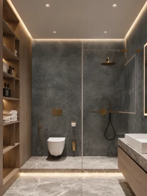 Premium klases SPC ūdensizturīgs matēts sienas panelis CEMENTO DARK, 2800 × 1200 × 4 mm