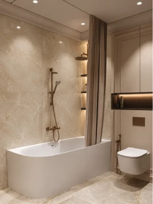 Premium klases SPC ūdensizturīgs matēts sienas panelis MARBLE CREMA , 2800 × 1200 × 4 mm