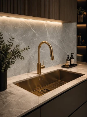 Premium klases SPC ūdensizturīgs matēts sienas panelis MARBLE GRIGIO , 2800 × 1200 × 4 mm