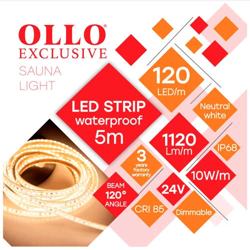 LED Lente saunai un pirtij 2835, 4000K, IP68, 24V, 10W