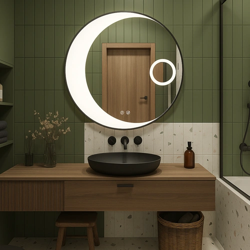 LED spogulis ar apsildes funkciju LUNARIA, Ø 80 cm, 2700-6500K, 52W, 3025Lm, IP44