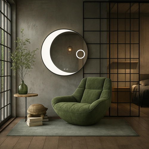 LED spogulis ar apsildes funkciju LUNARIA, Ø 80 cm, 2700-6500K, 52W, 3025Lm, IP44