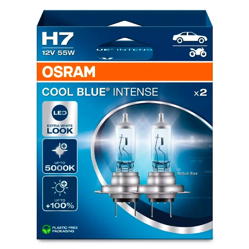 Halogēna H7 spuldzes, 55W, 12V, līdz 5000K, COOL BLUE INTENSE (NEXT GEN) sērija