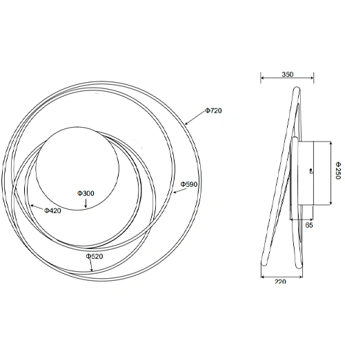 Ceiling lamp NALA, 57W, 6800Lm, 2300+3000+4000K