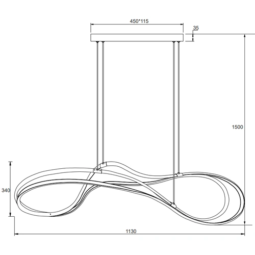 Pendant light NALA, 57W, 6800lm, 2300+3000+4000K