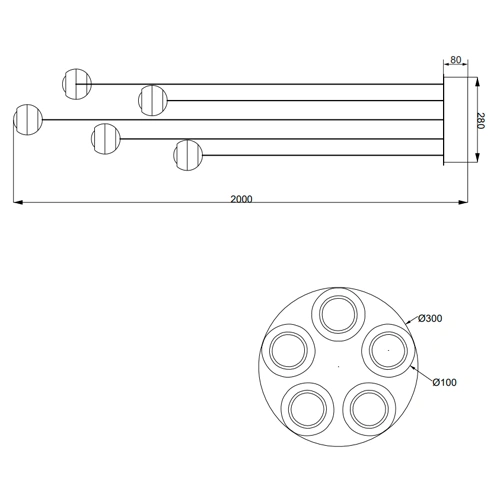 Подвесной светильник ORBIT, 5x8W, 5x960lm, 2300+3000+4000K