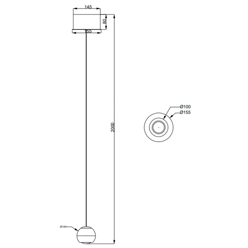 Pendant light ORBIT, 8W, 960lm, 2300+3000+4000K