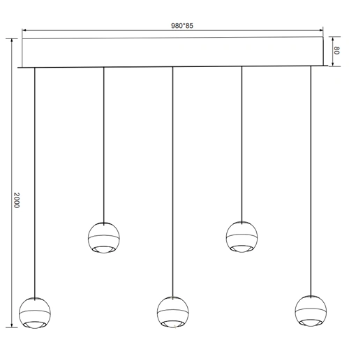 Подвесной светильник ORBIT, 5x8W, 5x960lm, 2300+3000+4000K
