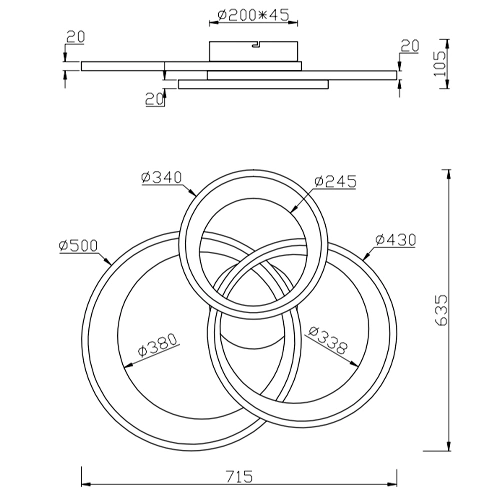 Griestu gaismeklis GRANADA, 36W, 4300lm, 3000K