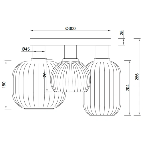 Потолочный светильник DIVA, excl. 3xE27, max 10W, IP20