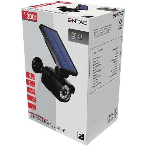 LED фасадный светильник с солнечной батареей и датчиком движения, муляж камеры видеонаблюдения, IP65