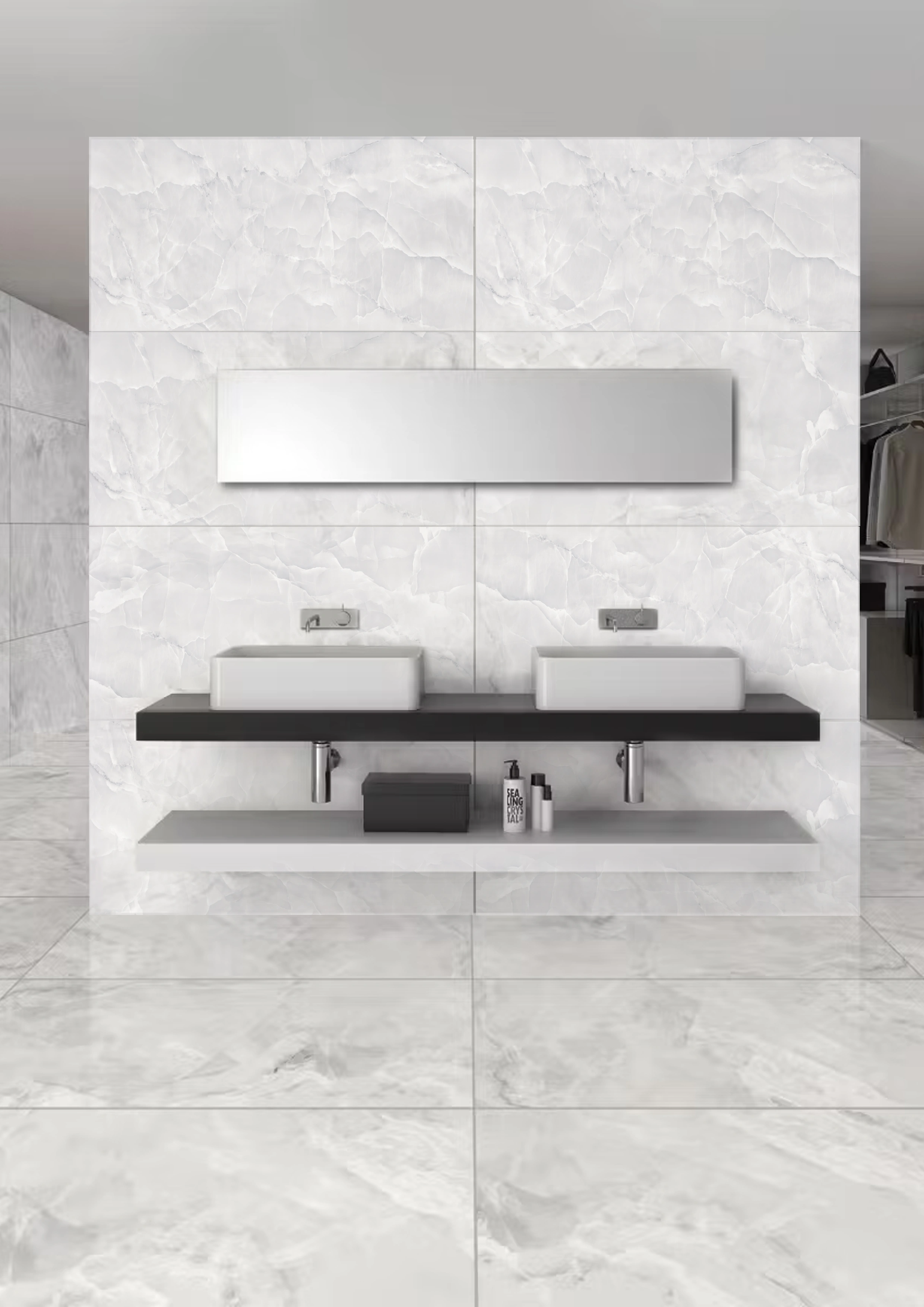Matte (sugar) tiles ONYX SUGAR BIANCO, 60x120 cm, SH