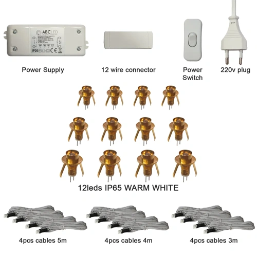 LED Zvaigžņotā debess komplekts, saunām, bērnu istabām, vanas istabām, 12 gaismekļi, 3000K, IP54, 70°, zelts korpuss