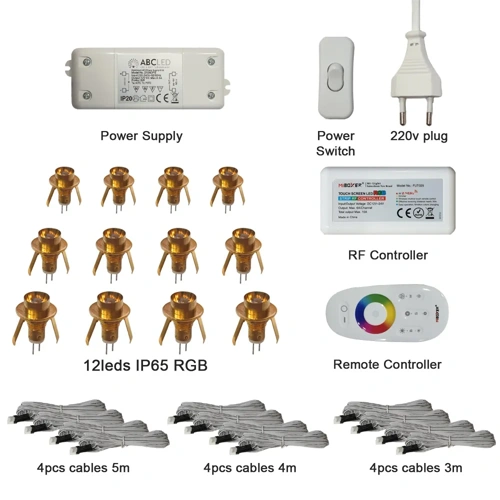LED Zvaigžņotā debess komplekts, saunām, bērnu istabām, vanas istabām, 12 gaismekļi, RGB, IP54, 70°, zelts korpuss