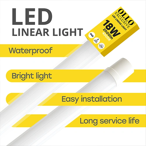 LED Mitrumizturīgs lineārais gaismeklis 60cm, 18W, 4000K