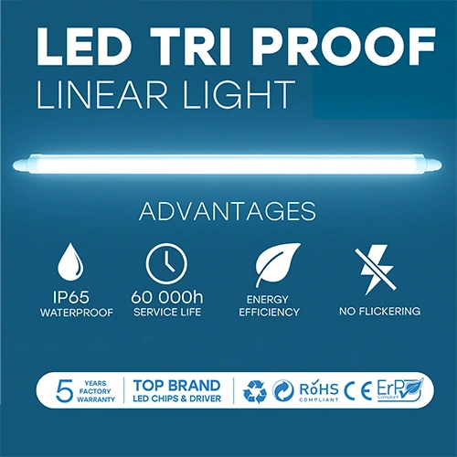 LED Mitrumizturīgs 50W lineārais gaismeklis ar PHILIPS diodēm 150cm, 4000K