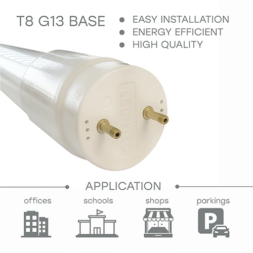 LED лампа T8, 18Вт, 120см, 1620лм, 4000К, Подключение электричества с двух сторон!