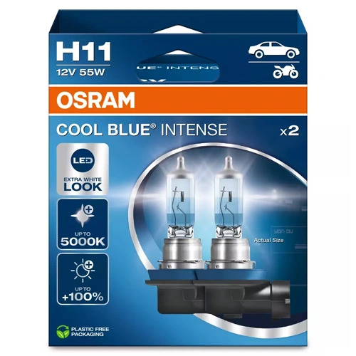 Halogēna spuldzes H11, 13.2V, 55W, līdz 5000K, COOL BLUE INTENSE sērija