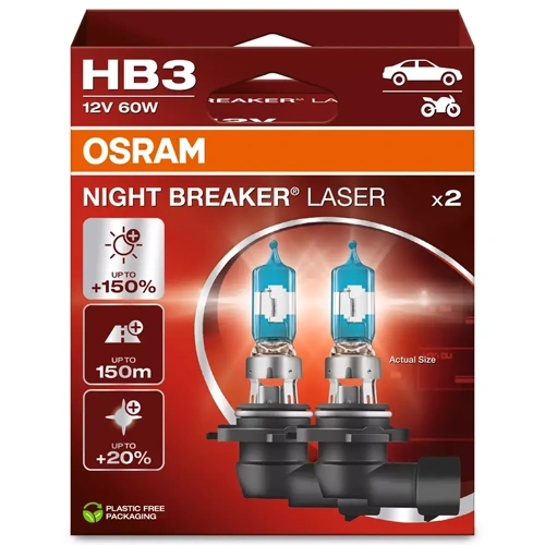 Галогенные лампы HB3, 12V, 60W, 3200K, серия NIGHT BREAKER LASER