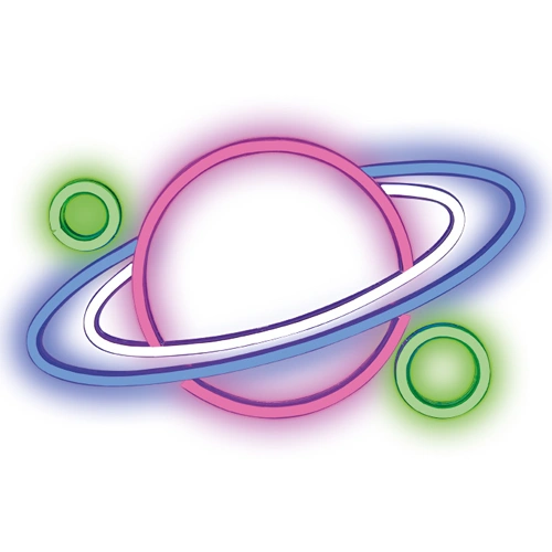 LED Neona gaismas izkārtne - planeta, daudzkrāsains