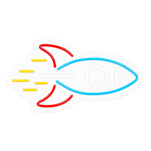 LED Neona gaismas izkārtne - raķete, daudzkrāsains