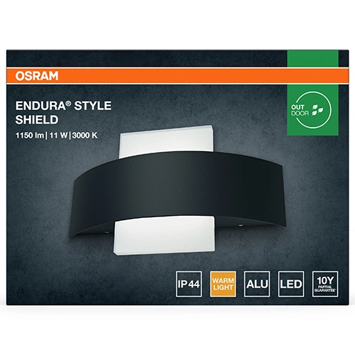 Āra fasādes gaismeklis 10.5W, 3000K, 1150Lm, IP44, ENDURA STYLE SHIELD
