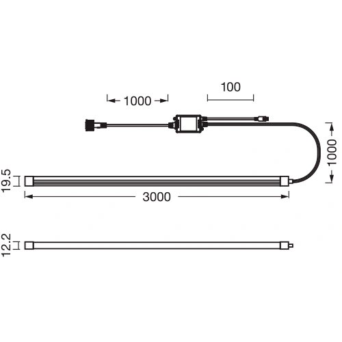 Viedā neona LED lente ar pulti 3m, 4.6W/m, RGBTW, IP44