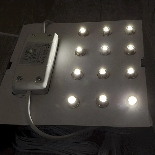 LED Zvaigžņotā debess komplekts, saunām, bērnu istabām, vanas istabām, 12 gaismekļi, 6000K, IP54, 35°, sudraba korpuss