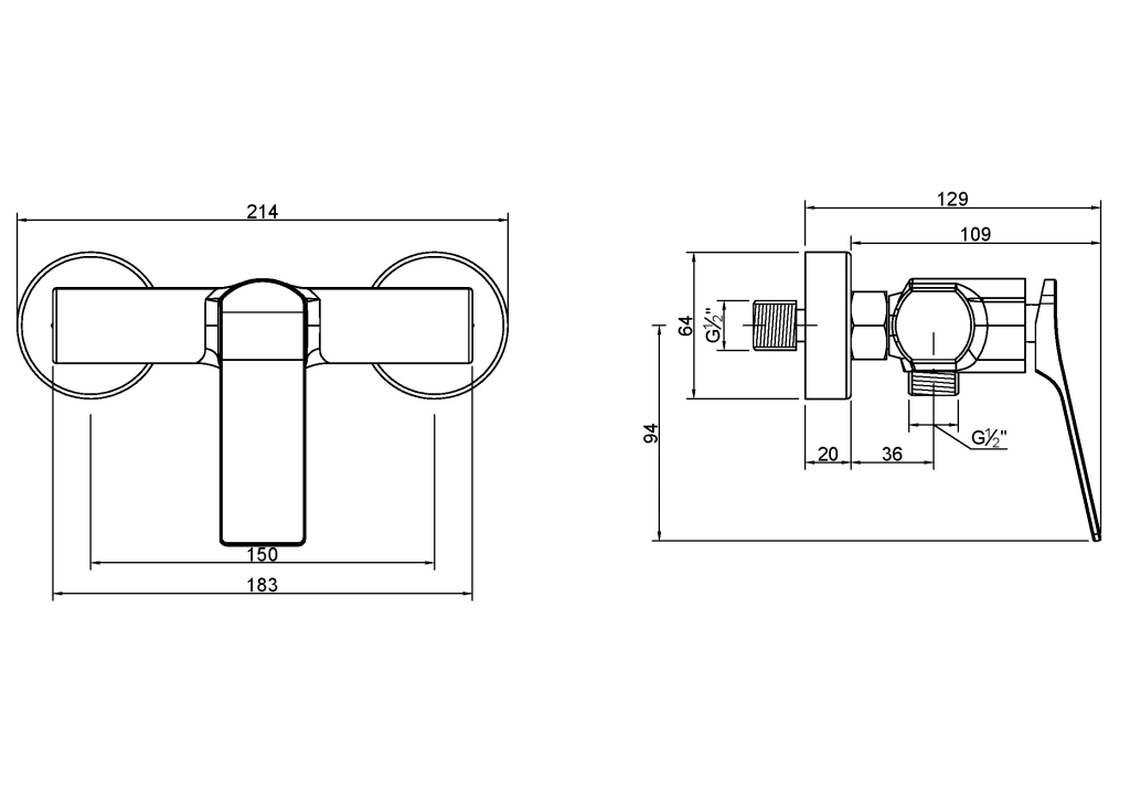 Wall-mounted water faucet for shower cabin, NERI