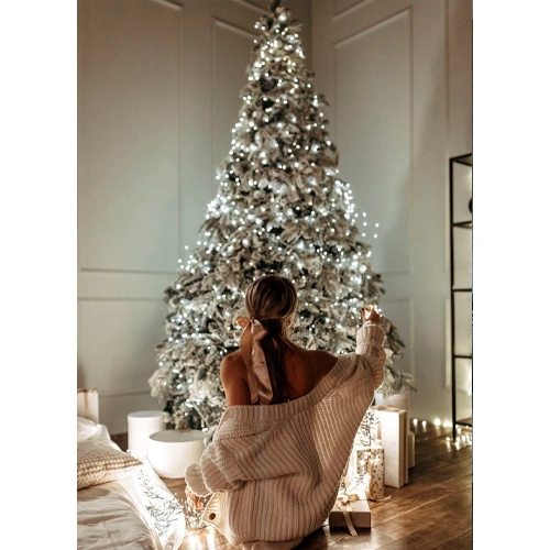 LED Ziemassvētku diožu virtene 100m uz vara stieples RASA ar pulti, 1000LED, balta, IP44