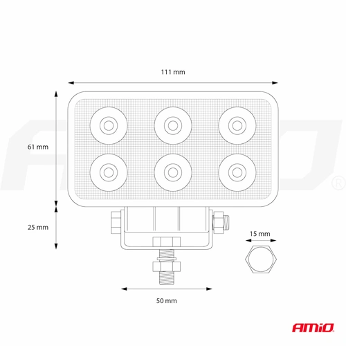 Papildu auto darba gaismas lukturis AWL02, 18W, 9-60V, 6000K, IP67
