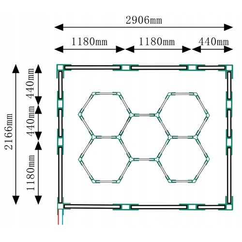 LED Griestu gaismekļu komplekts HEXAGON, 310W, 6500K, P44, 217 x 291 cm