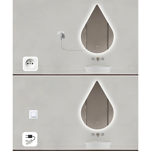 Spogulis ar LED apgaismojumu, 60x90 cm, 9.75W, Silti - neitrāli - auksti balts, IP44