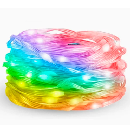 LED Ziemassvētku virtene ar pulti un SMART vadību, 10m, daudzkrāsaina, USB 5V, IP44, 100LED