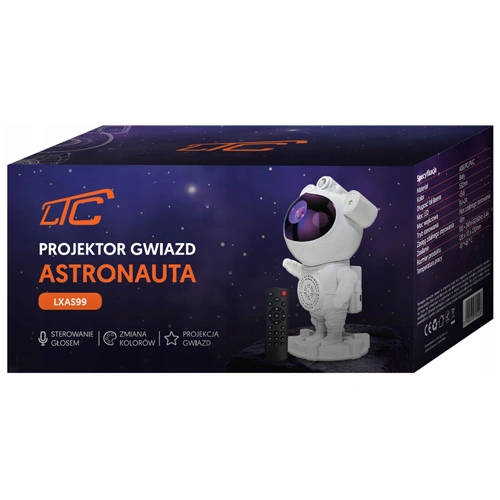 Projektors astronauts ar iebūvēto skaļruni un pulti mājām - zvaigžņotas debesis, galaktikas, kosmosa projekcija