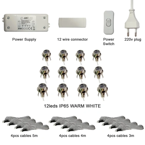 LED Zvaigžņotā debess komplekts, saunām, bērnu istabām, vanas istabām, 12 gaismekļi, 6000K, IP54, 35°, sudraba korpuss