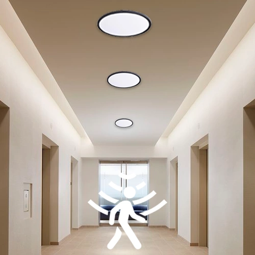 LED Ūdensizturīgs gaismeklis ar PIR kustības sensoru 32W, 3CCT, 3840Lm, IP44, Ø 400 x 25 mm