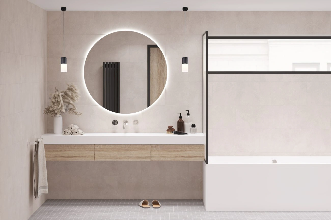 Mirror LUNA with LED lighting, Ø 100 cm, 34.5W, 3000-4000K