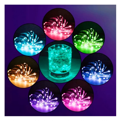 Умная водонепроницаемая гирлянда на медной леске с пультом 5m, RGBW, USB, IP67, 50 LED