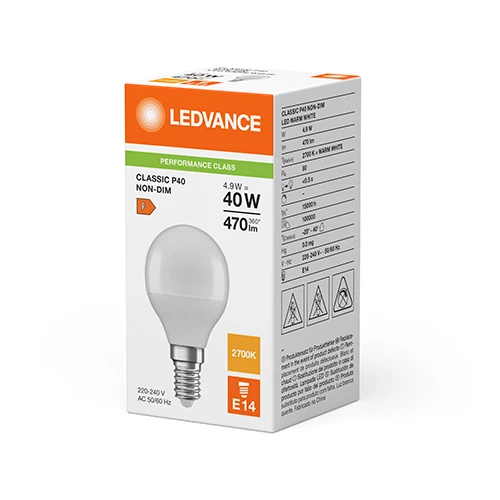LED лампа E14, G45, 4.9W, 470lm, 2700K