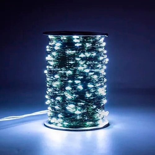 LED Ziemassvētku diožu virtene 100m uz vara stieples RASA ar pulti, 1000LED, balta, IP44