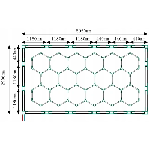 LED Griestu gaismekļu komplekts HEXAGON, 750W, 6500K, P44, 290 x 505 cm