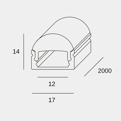 Virsapmetuma LED profils LINEAL, 2m , 2000x14x17 mm, IP20