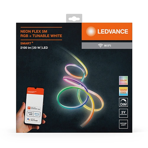 Viedā neona LED lente 5m, 4W/m, RGBTW, IP44