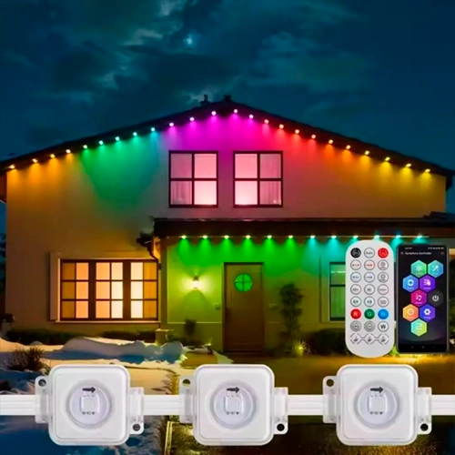 Уличная световая гирлянда для подсветки карнизов и фасадов, RGBIC, 15 м, 30 ламп, IP67
