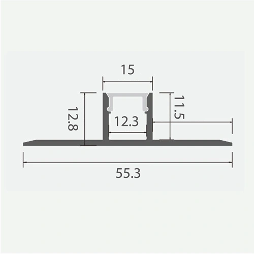 Anodēts flīžu alumīnija profils LED lentei HB-55.3X12.8