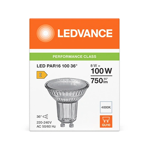 LED Spuldze GU10, 8W, 4000K, 750Lm, 36°