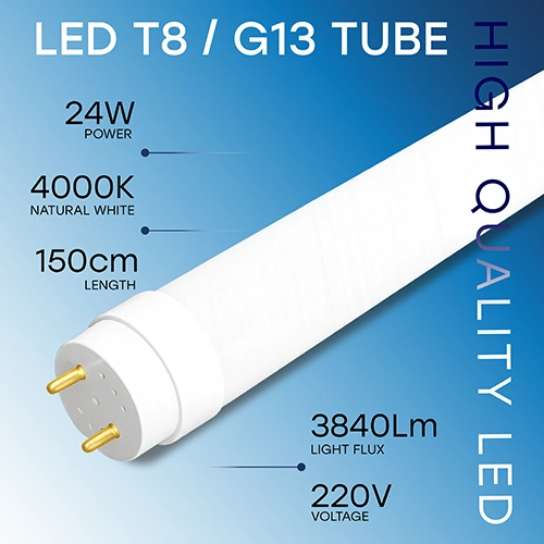 LED spuldze T8, 150 cm, 24W, 4000K, 3840Lm, IP20